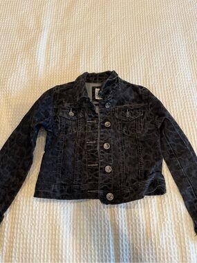 Justice Black Washed Denim Jacket with Subtle Texture